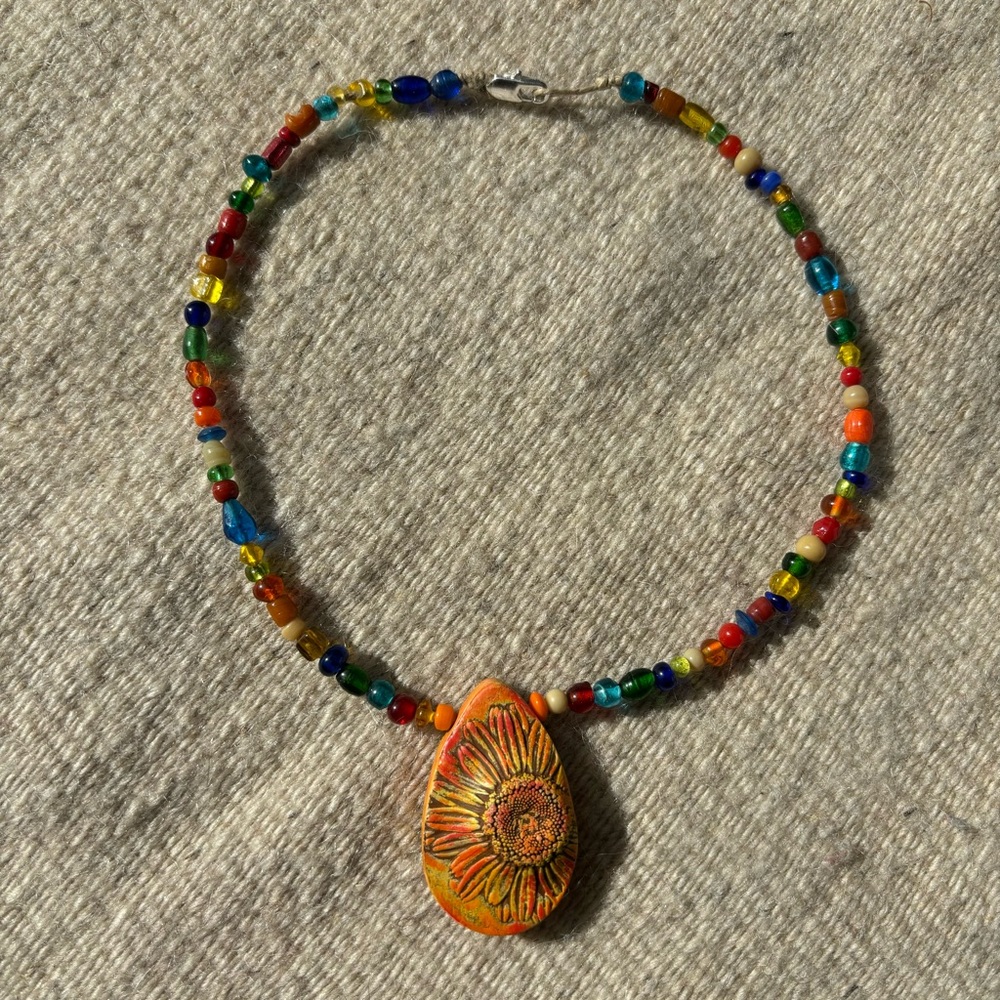 🌼 Handmade 70s Hippie Sunflower Choker 🌼